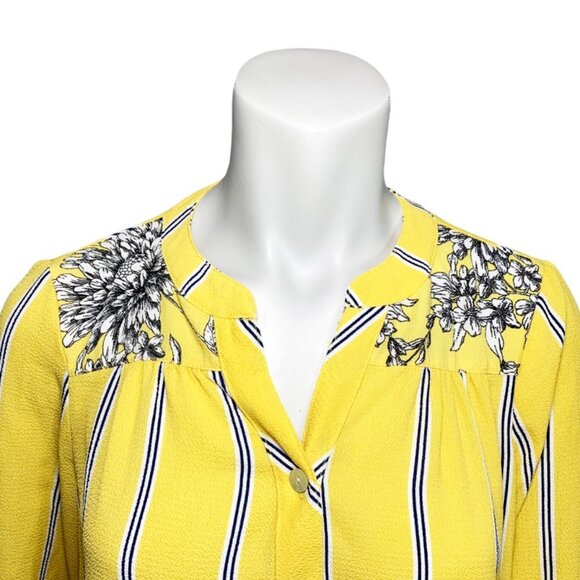 FIG AND FLOWER Floral Striped Tab Sleeve Top - Picture 7 of 7